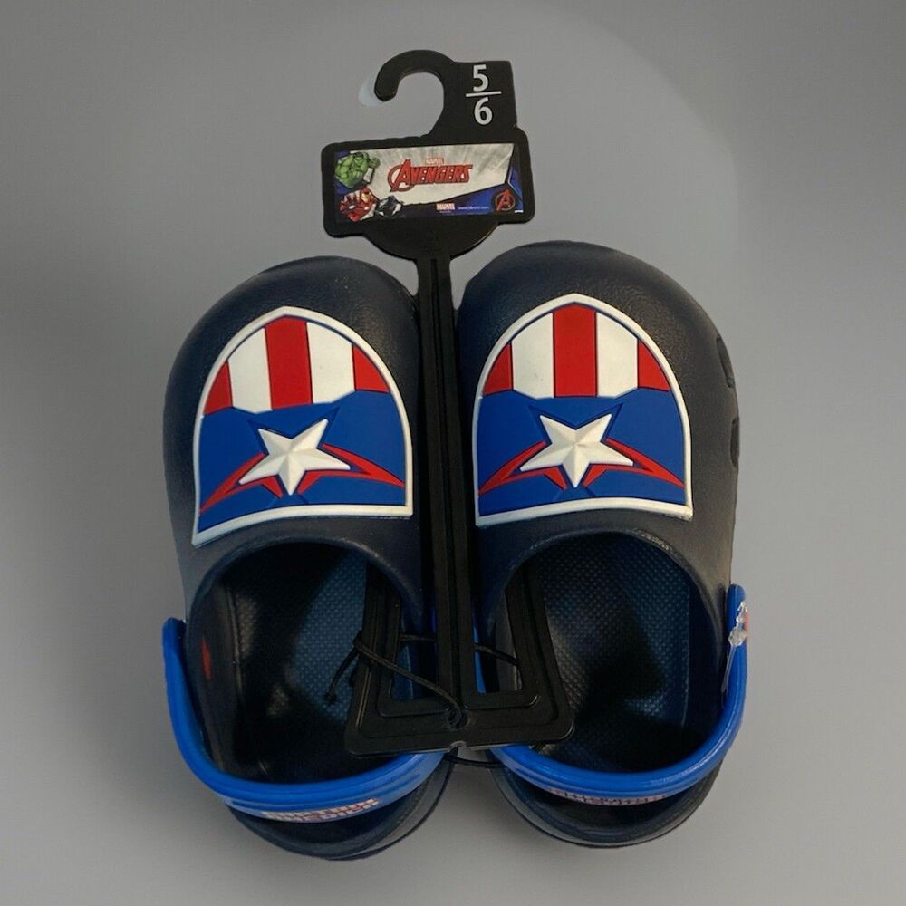 Marvel Avengers Toddler Boys Navy CAPTAIN AMERICA EVA Clog Style Size 5/6